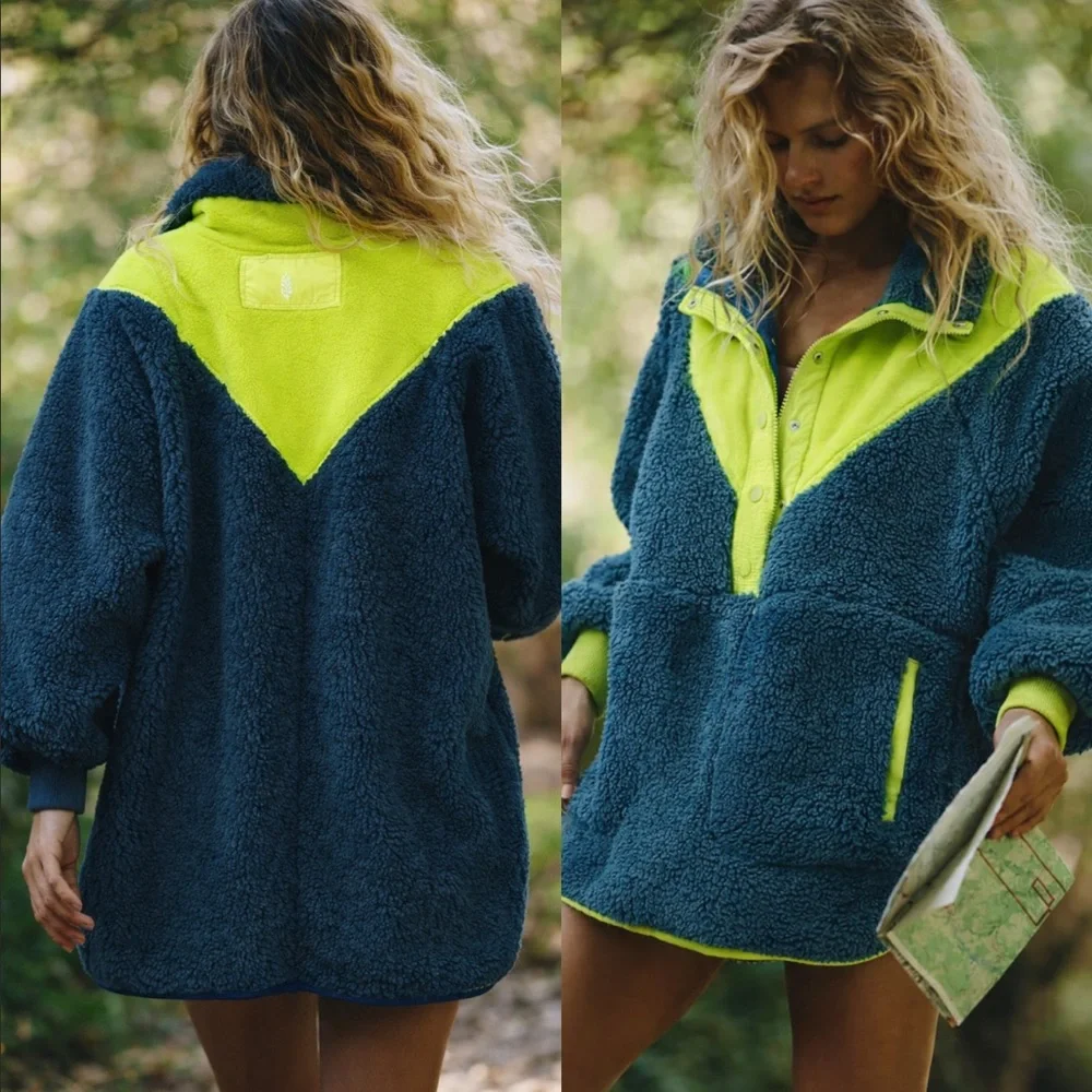 NWT FREE PEOPLE FP MOVEMENT fall to rise fleece quarter zip jacket mustard M - Picture 1 of 7